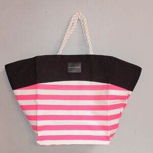 Victoria Secret Large Canvas Striped Beach Tote Bag Nautical Spring Summer